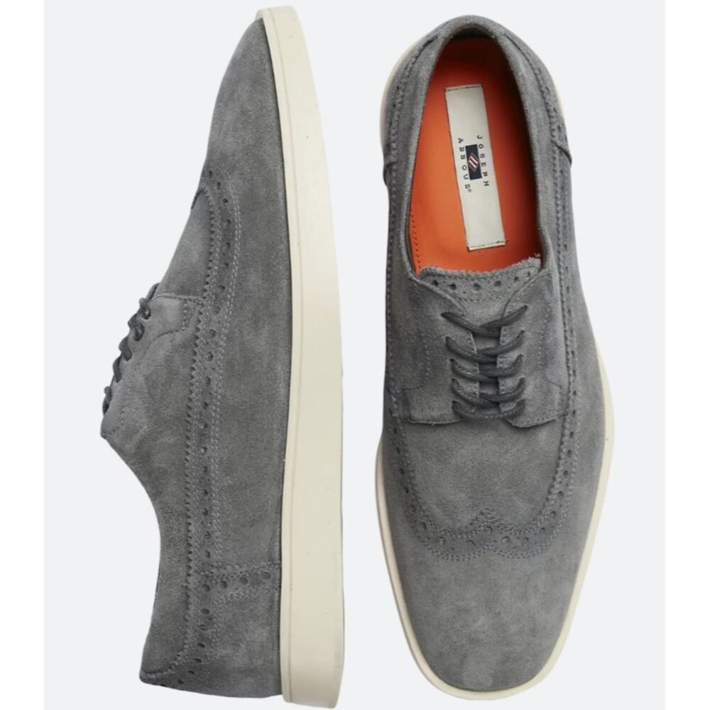 Joseph Abboud Enea Suede Wingtip Oxfords - 7 D Width Men’s Gray Dress Shoes